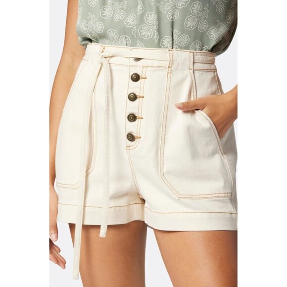 joie Size 28 High-Rise Button-Fly Off White Denim Shorts W/Front & Back Pockets